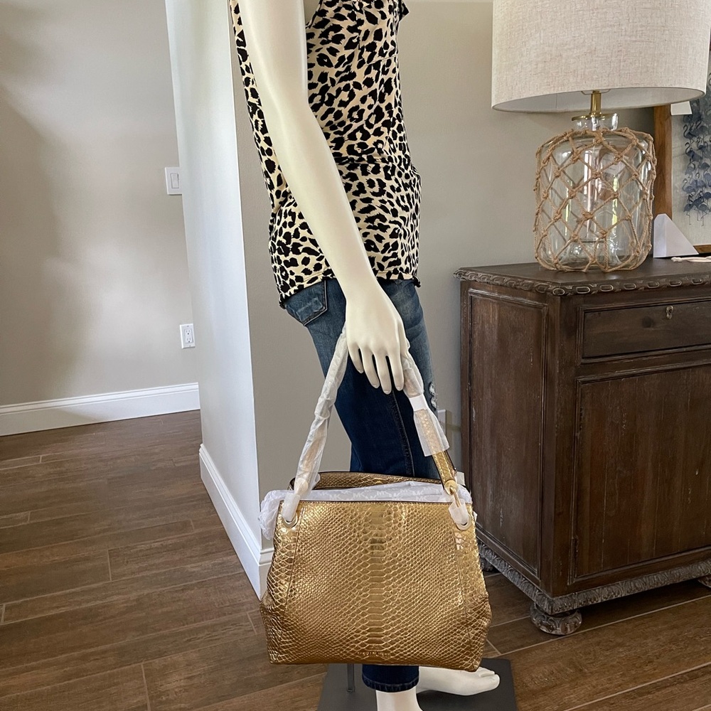 Michael Kors Gold Raven Leather Shoulder Bag